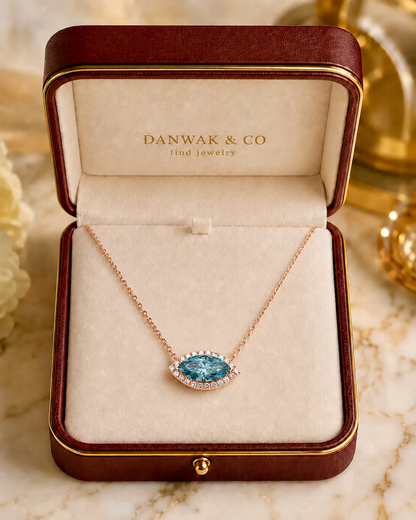 Marquise Blue Gemstone Evil Eye Necklace