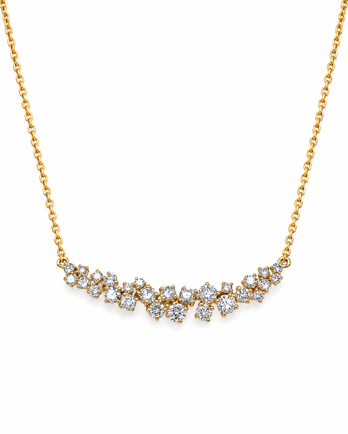 Curved Diamond Bar Necklace in Yellow Gold