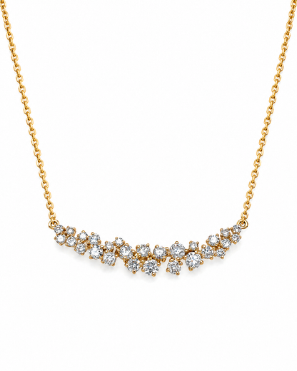 Curved Diamond Bar Necklace in Yellow Gold