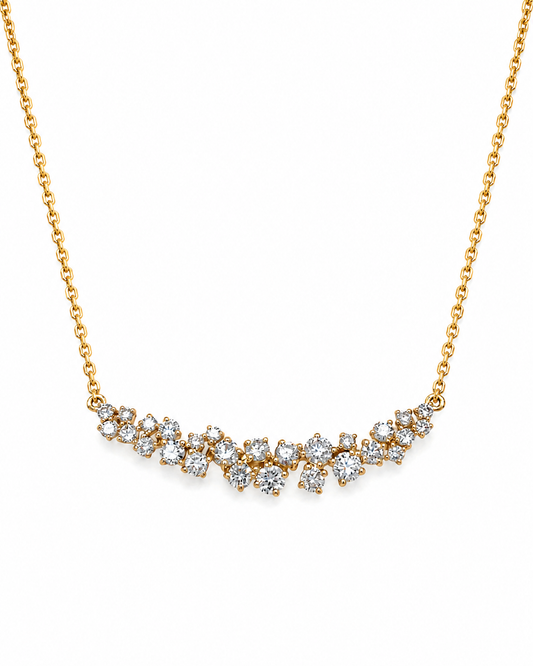 Curved Diamond Bar Necklace in Yellow Gold